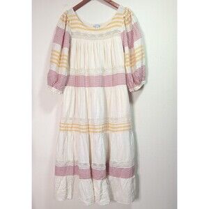 Sundance Cara Belle Midi Dress XL Cotton Boho Cottagecore Gauzy Pockets